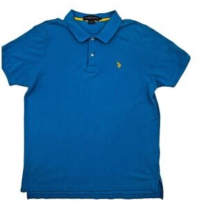 Women's U.S. POLO ASSN. Short Sleeve Cotton 2 Button Front Collar Shirt L Preppy